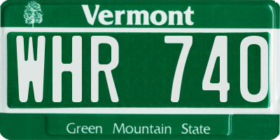 VT license plate WHR740