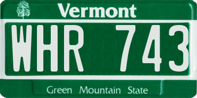 VT license plate WHR743