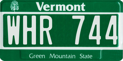 VT license plate WHR744