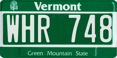VT license plate WHR748