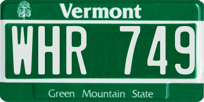 VT license plate WHR749