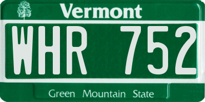 VT license plate WHR752