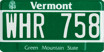 VT license plate WHR758