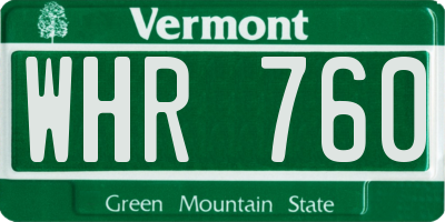 VT license plate WHR760