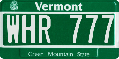 VT license plate WHR777