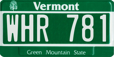 VT license plate WHR781