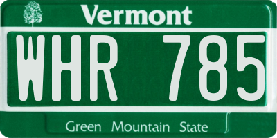 VT license plate WHR785