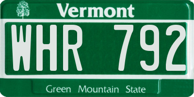 VT license plate WHR792