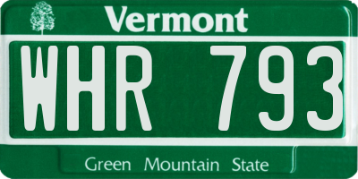 VT license plate WHR793
