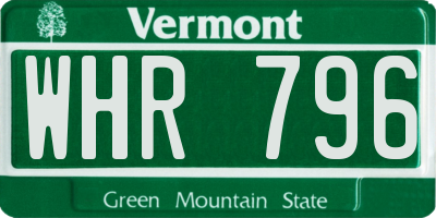 VT license plate WHR796