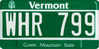 VT license plate WHR799