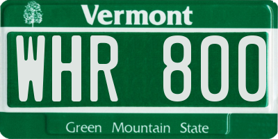 VT license plate WHR800