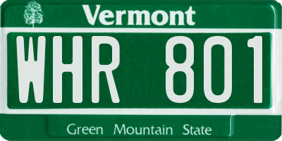 VT license plate WHR801