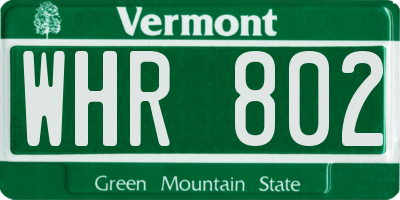 VT license plate WHR802