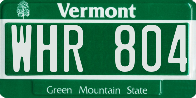 VT license plate WHR804
