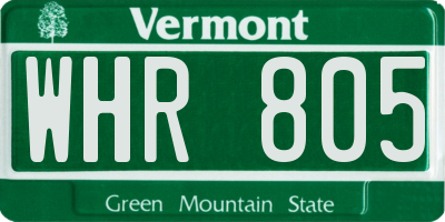VT license plate WHR805