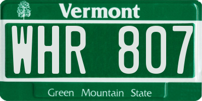 VT license plate WHR807