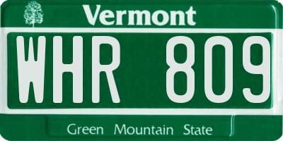 VT license plate WHR809