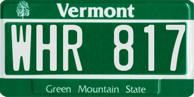 VT license plate WHR817