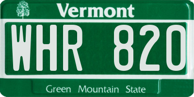 VT license plate WHR820