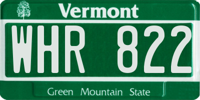 VT license plate WHR822