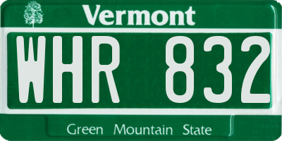 VT license plate WHR832