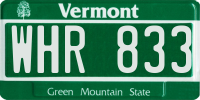 VT license plate WHR833