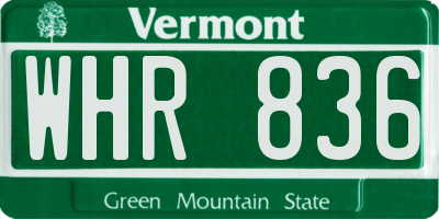 VT license plate WHR836