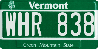 VT license plate WHR838