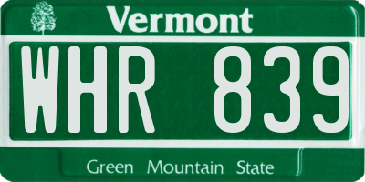 VT license plate WHR839