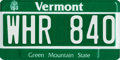 VT license plate WHR840