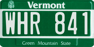 VT license plate WHR841