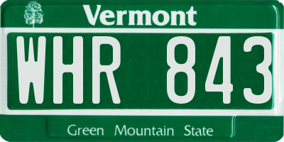 VT license plate WHR843