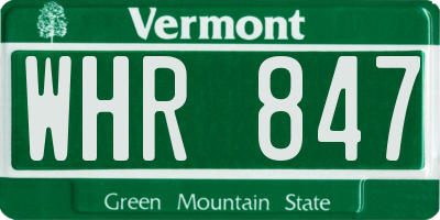 VT license plate WHR847