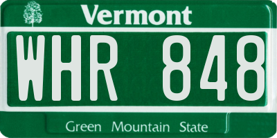 VT license plate WHR848