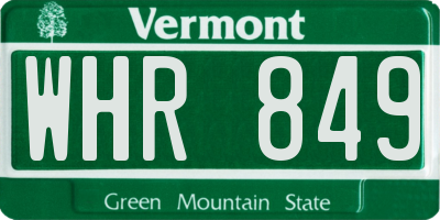 VT license plate WHR849