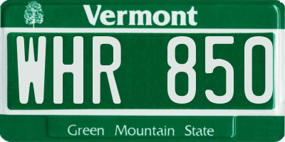 VT license plate WHR850