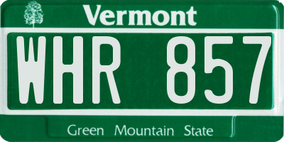 VT license plate WHR857