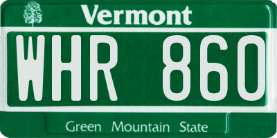 VT license plate WHR860
