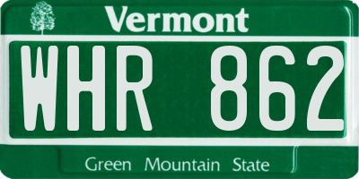 VT license plate WHR862