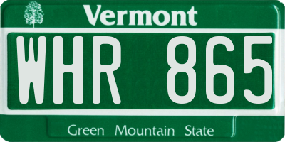 VT license plate WHR865