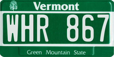 VT license plate WHR867