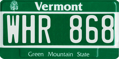 VT license plate WHR868