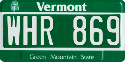 VT license plate WHR869