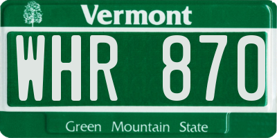 VT license plate WHR870