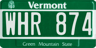 VT license plate WHR874