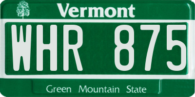 VT license plate WHR875