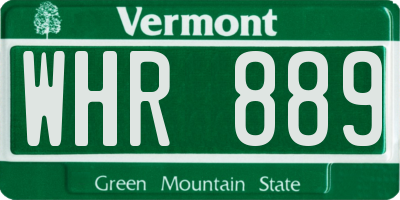 VT license plate WHR889