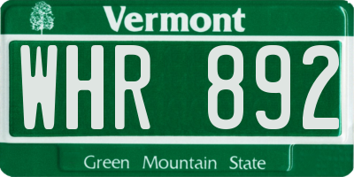 VT license plate WHR892