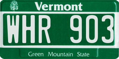 VT license plate WHR903